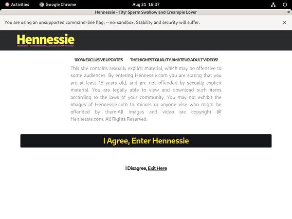 Hennessie.com Without Card