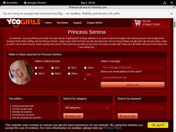 Princess Serena Account Info