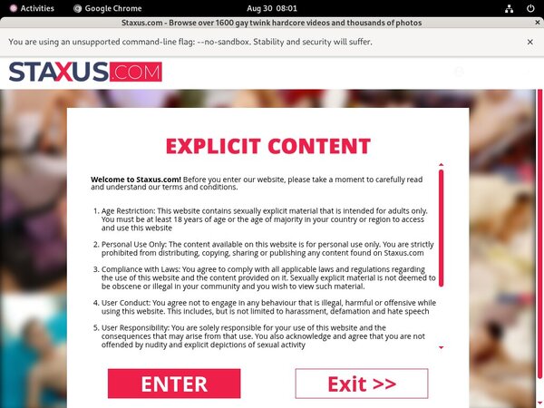 Staxus.com Signup Page